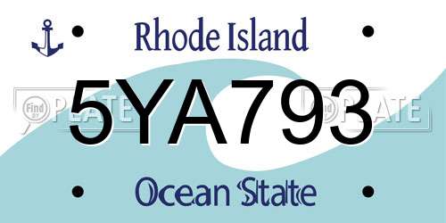 5YA793 Rhode Island License Plate