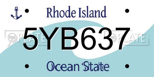 5YB637 Rhode Island License Plate
