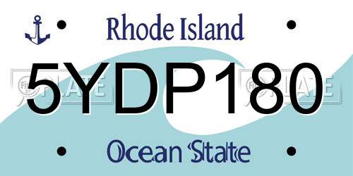 5YDP180 Rhode Island License Plate
