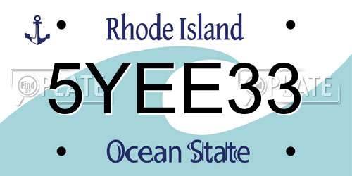 5YEE33 Rhode Island License Plate