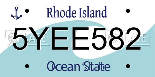 5YEE582 Rhode Island License Plate