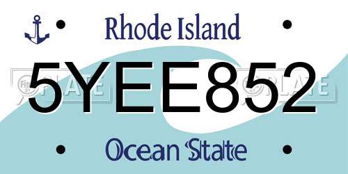 5YEE852 Rhode Island License Plate