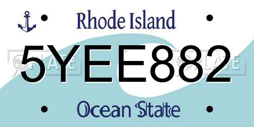 5YEE882 Rhode Island License Plate