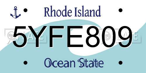 5YFE809 Rhode Island License Plate