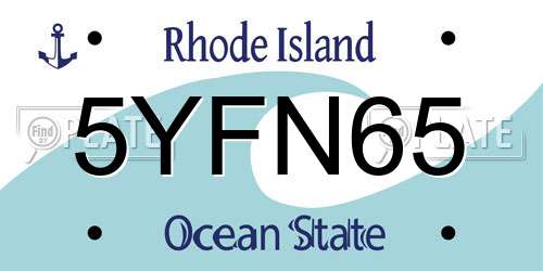 5YFN65 Rhode Island License Plate