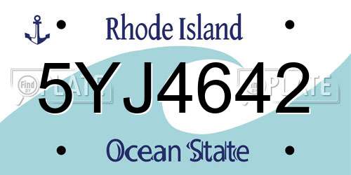 5YJ4642 Rhode Island License Plate