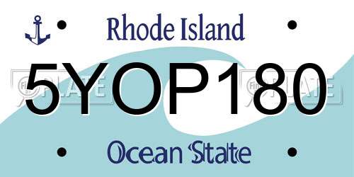 5YOP180 Rhode Island License Plate