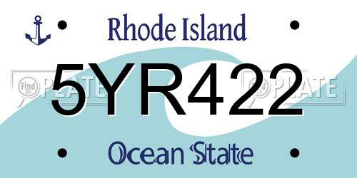 5YR422 Rhode Island License Plate