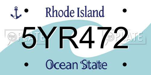 5YR472 Rhode Island License Plate