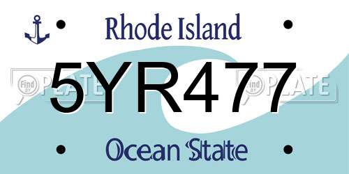 5YR477 Rhode Island License Plate