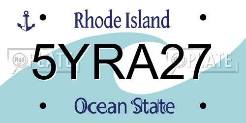 5YRA27 Rhode Island License Plate