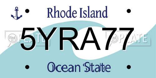 5YRA77 Rhode Island License Plate