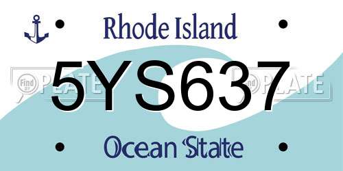 5YS637 Rhode Island License Plate