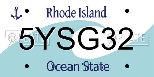 5YSG32 Rhode Island License Plate