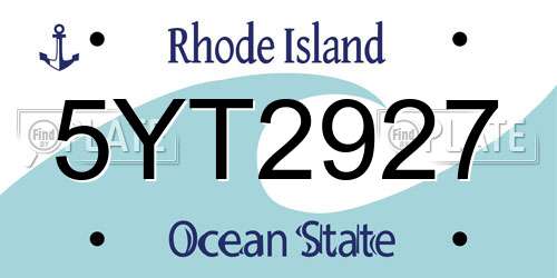 5YT2927 Rhode Island License Plate
