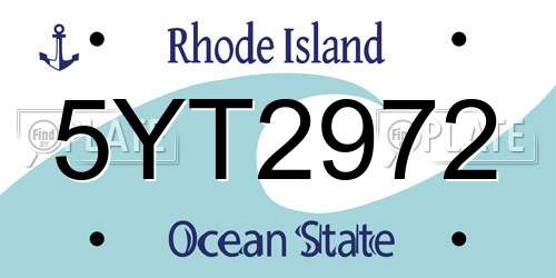 5YT2972 Rhode Island License Plate