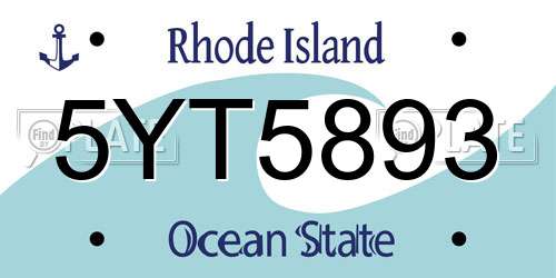 5YT5893 Rhode Island License Plate