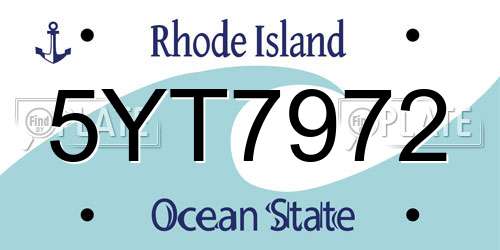 5YT7972 Rhode Island License Plate