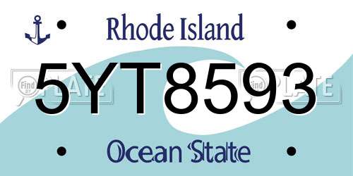 5YT8593 Rhode Island License Plate
