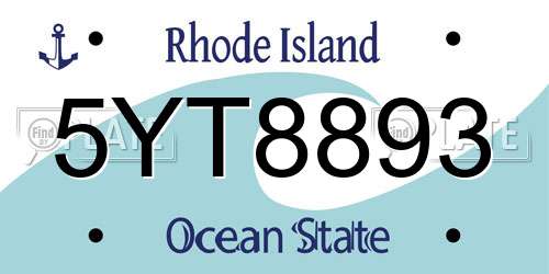 5YT8893 Rhode Island License Plate