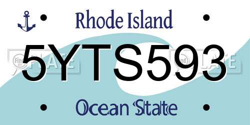5YTS593 Rhode Island License Plate