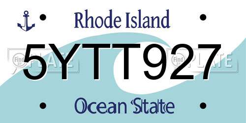 5YTT927 Rhode Island License Plate