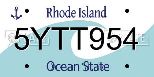 5YTT954 Rhode Island License Plate