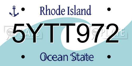 5YTT972 Rhode Island License Plate