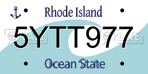 5YTT977 Rhode Island License Plate