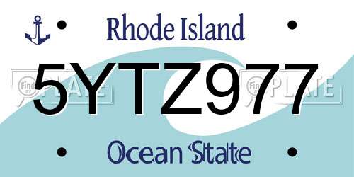 5YTZ977 Rhode Island License Plate