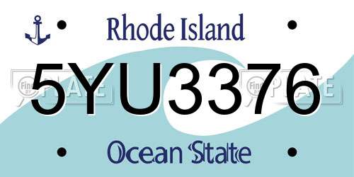 5YU3376 Rhode Island License Plate