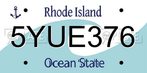 5YUE376 Rhode Island License Plate