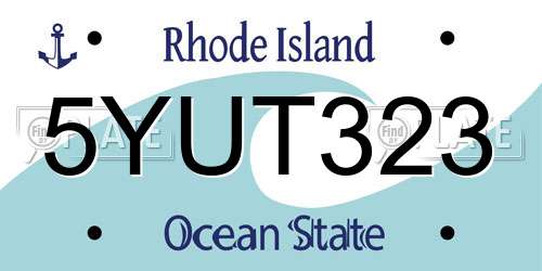 5YUT323 Rhode Island License Plate