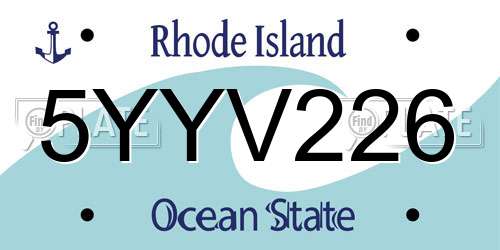 5YYV226 Rhode Island License Plate