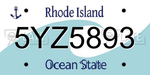 5YZ5893 Rhode Island License Plate