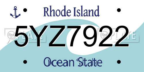 5YZ7922 Rhode Island License Plate