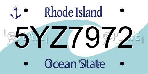 5YZ7972 Rhode Island License Plate