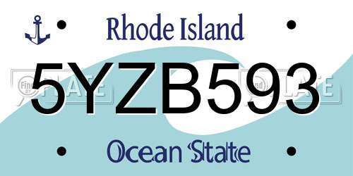 5YZB593 Rhode Island License Plate