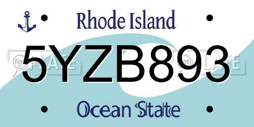 5YZB893 Rhode Island License Plate