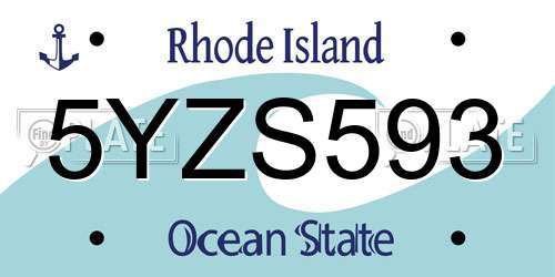 5YZS593 Rhode Island License Plate