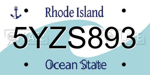 5YZS893 Rhode Island License Plate