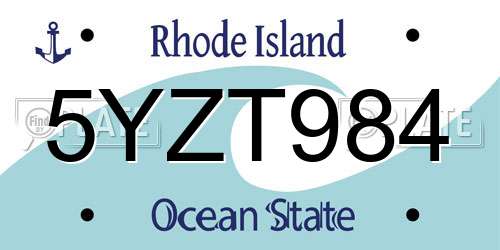 5YZT984 Rhode Island License Plate