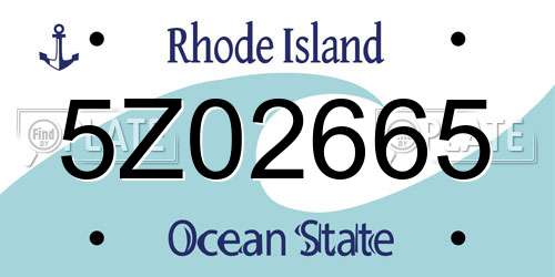 5Z02665 Rhode Island License Plate