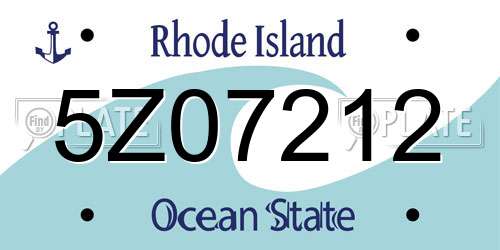 5Z07212 Rhode Island License Plate