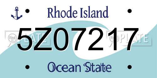 5Z07217 Rhode Island License Plate
