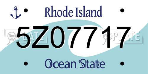 5Z07717 Rhode Island License Plate