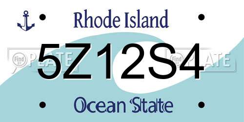5Z12S4 Rhode Island License Plate