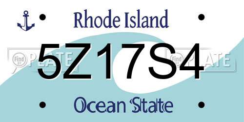 5Z17S4 Rhode Island License Plate