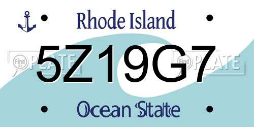5Z19G7 Rhode Island License Plate
