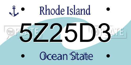 5Z25D3 Rhode Island License Plate